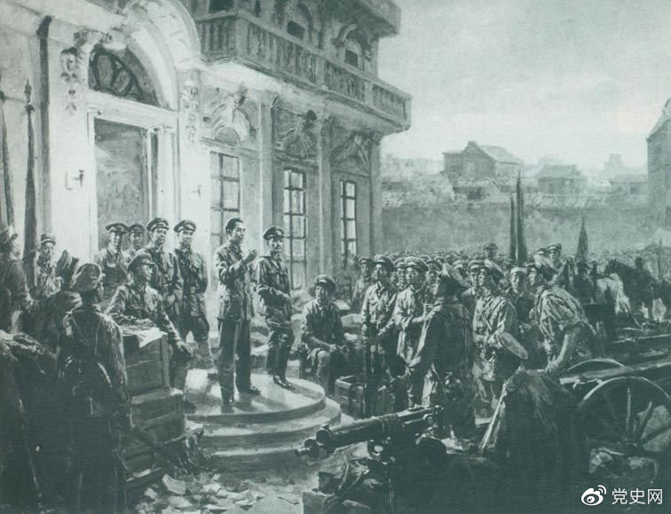 1927年8月1日，南昌起義爆發(fā),標(biāo)志著中國共產(chǎn)黨獨(dú)立領(lǐng)導(dǎo)革命戰(zhàn)爭、創(chuàng)建人民軍隊(duì)和武裝奪取政權(quán)的開端，開啟了中國革命新紀(jì)元。這是《八一起義》油畫。